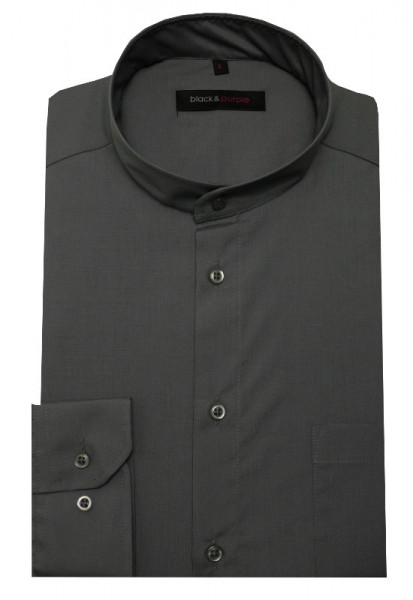 Stehkragen Hemd anthrazit grau bügelleicht BP-0037 Regular Fit