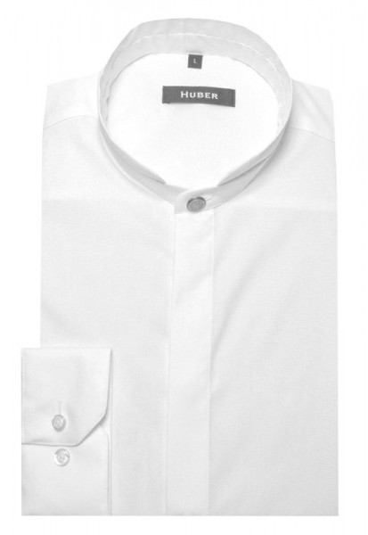HUBER Hemd hoher Stehkragen weiß HU-0074 Regular Fit