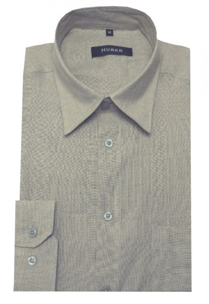HUBER Hemd beige camel 100% Leinen nachhaltig HU-0056 Regular