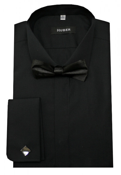 HUBER Smoking Hemd schwarz inkl. Fliege schwarz HU-3352 Slim Fit