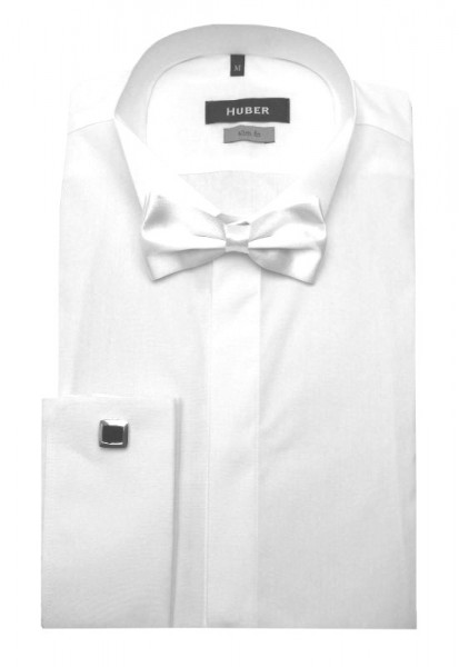 HUBER Smoking Hemd weiß inkl. Fliege weiß HU-3351 Slim Fit