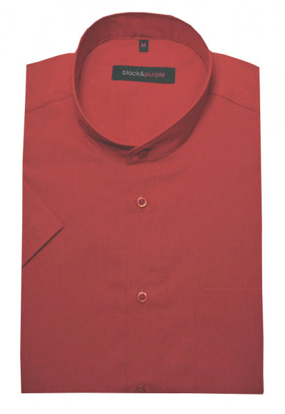 Stehkragen Hemd rot Kurzarm bügelleicht BP-0063 Regular Fit