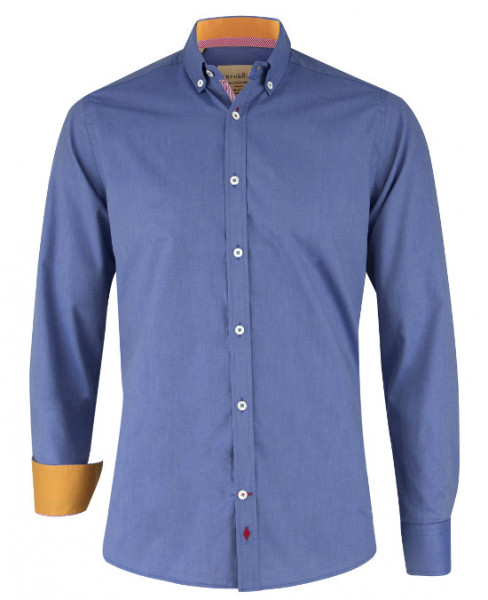 Karokönig Hemd blau aus Bio-Baumwolle zertifiziert KK-0003 Regular tailliert