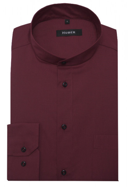 HUBER Stehkragen Hemd rot weinrot Regular Fit HU-0657
