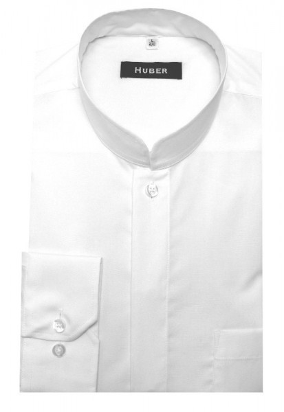 HUBER Stehkragen Hemd weiß mit Asia Kragen HU-0071 Regular Fit