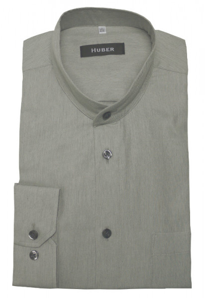 HUBER Stehkragen Hemd grau HU-0404 Regular Fit