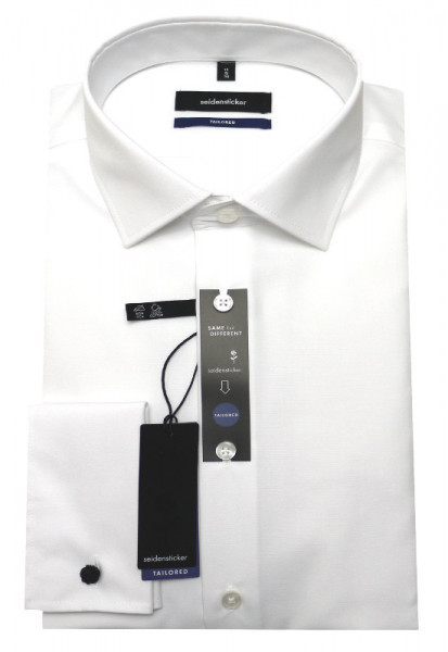 Seidensticker Umschlag-Manschetten Hemd weiß SR-0020 Shaped / Tailored