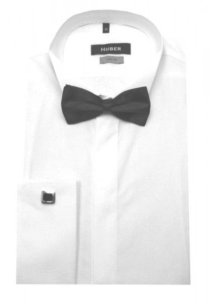 HUBER Smokinghemd weiß inkl. Fliege schwarz HU-1351 Slim Fit