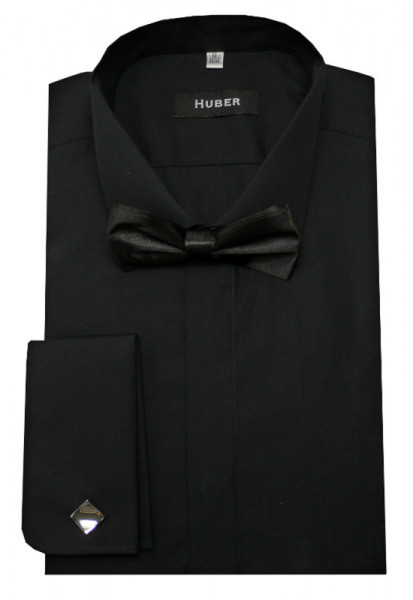 HUBER Smokinghemd schwarz inkl. Fliege schwarz HU-3022 Regular Fit