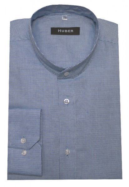 HUBER Stehkragen Hemd blau HU-0166 Regular