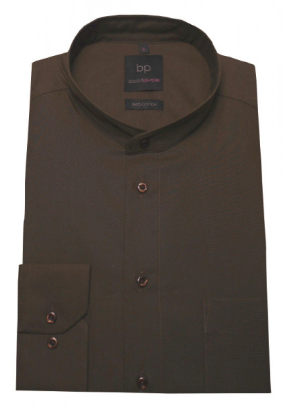 Stehkragen Hemd braun bügelleicht BP-0001 Regular Fit