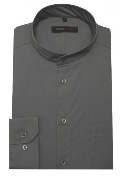 Stehkragen Hemd mittel grau bügelleicht BP-0044 Regular Fit
