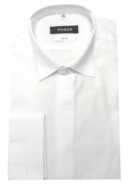 HUBER Smoking Hemd weiß HU-0351 Slim Fit